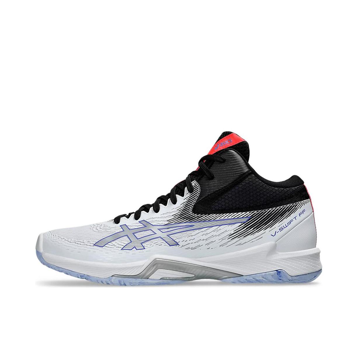 推荐商品：Asics/亚瑟士 V-SWIFT FF4 减震支撑 防滑耐磨 舒适百搭 排球鞋 中帮/白色/蓝色