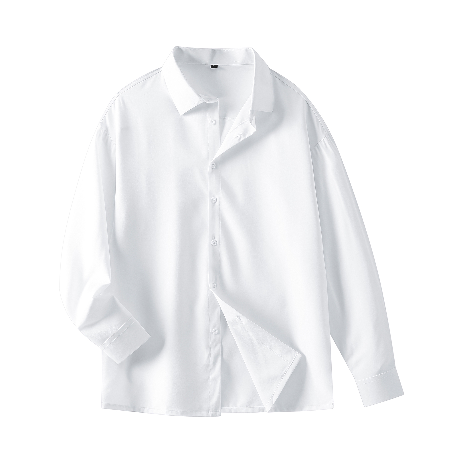 推荐商品：【林更新同款】TEN MIRO  直筒翻领落肩袖单排扣长袖衬衫 男女同款 24122TM2208 白