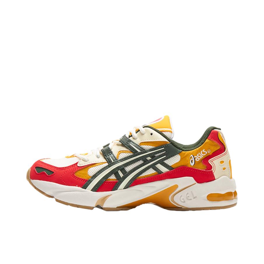 推荐商品：Asics/亚瑟士 Gel-Kayano 5 防滑耐磨 舒适透气 缓震支撑 马拉松 合成革 复古百搭 织物 跑鞋 白色/红色/金色