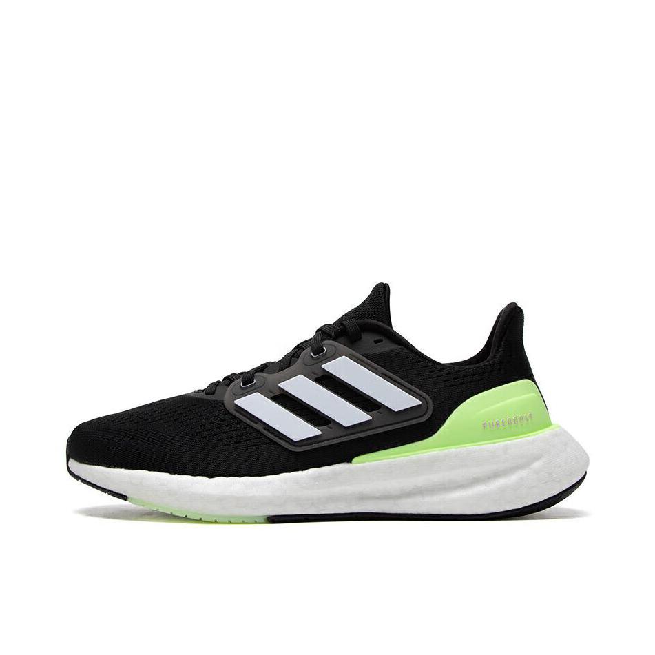 推荐商品：adidas Pureboost 23 跑鞋 减震网面训练轻便 黑色/荧光绿/白色