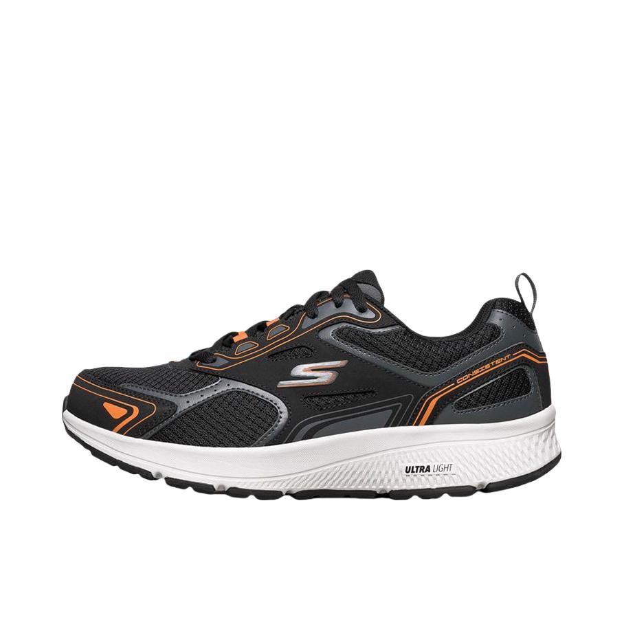 推荐商品：Skechers/斯凯奇 Go Run Consistent 软底 休闲轻质 增高鞋 跑鞋 黑色/橘色