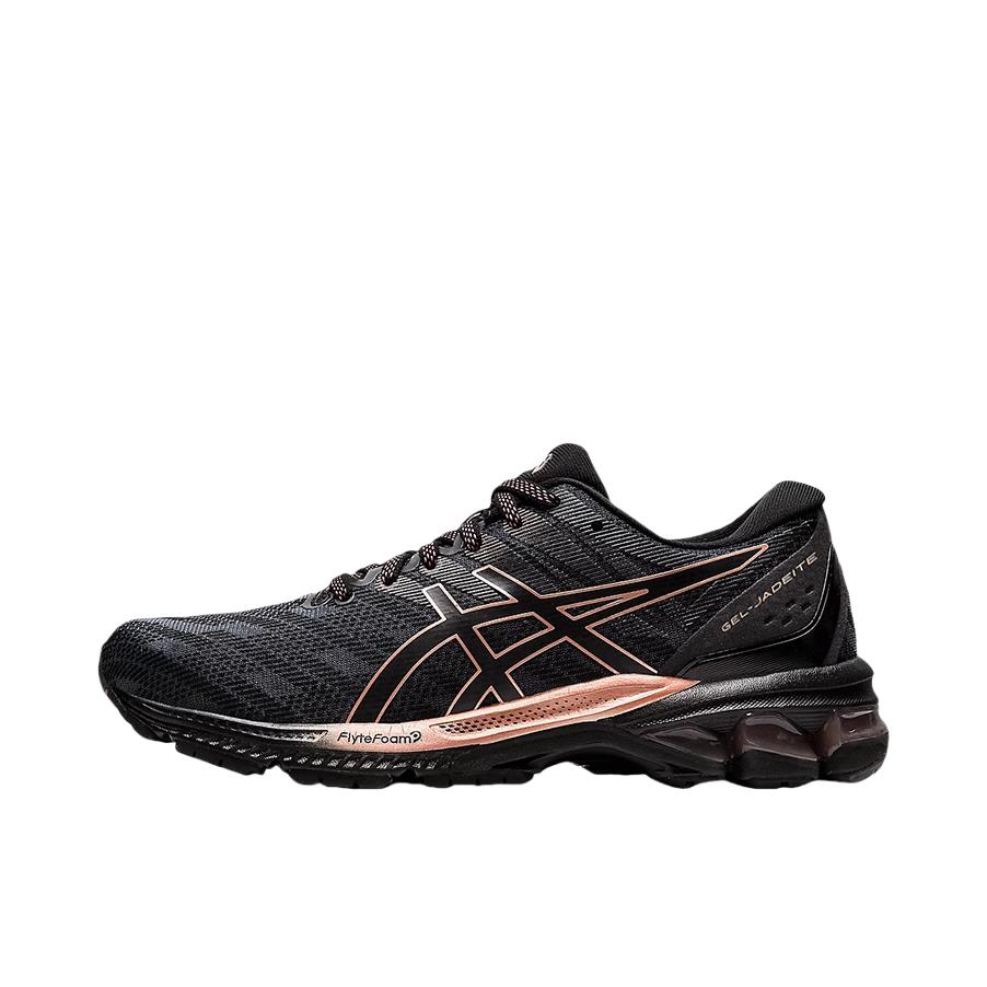 推荐商品：Asics Gel-Jadeite 跑鞋 舒适透气稳定支撑防滑耐磨回弹网布 女款/黑色/玫瑰金
