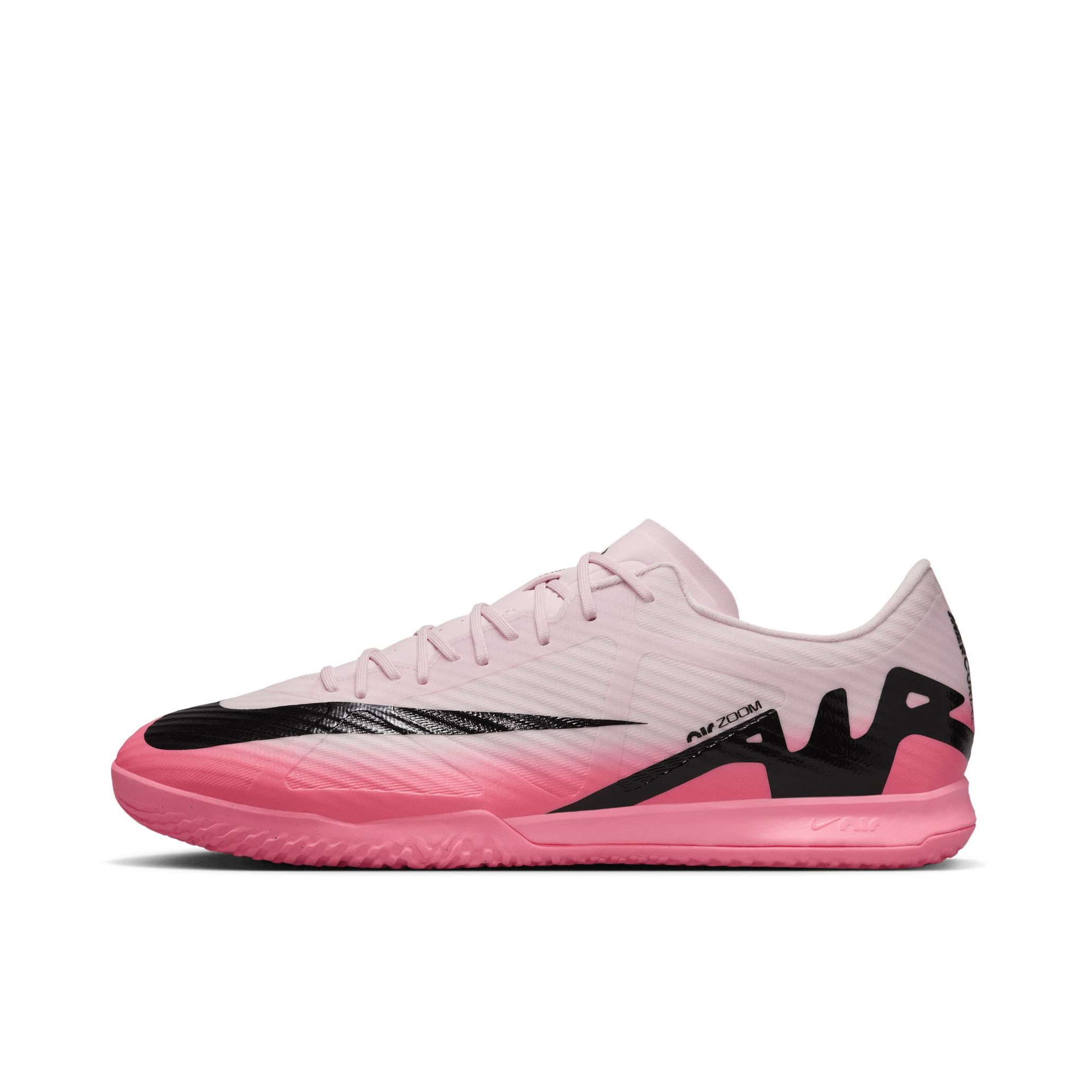 推荐商品：Nike Mercurial Vapor 15 Academy IC 中端 平底 室内 圆头 防滑 训练 足球鞋 白色/粉色/黑色