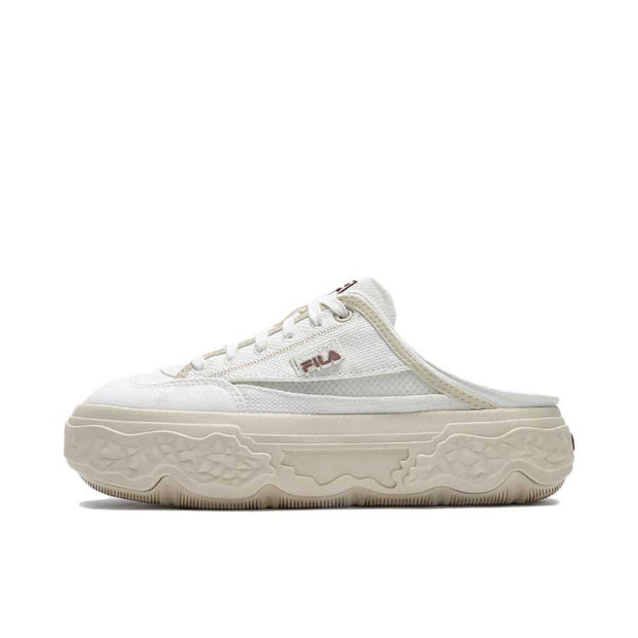 推荐商品：FILA/斐乐 ROCK MULE 复古 耐磨 半拖 一脚蹬 帆布鞋 女款/微白色