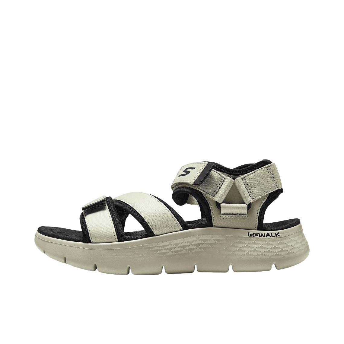 推荐商品：Skechers/斯凯奇 GO WALK FLEX 轻量缓震 魔术贴 沙滩 一脚蹬 凉鞋 白色/黑色