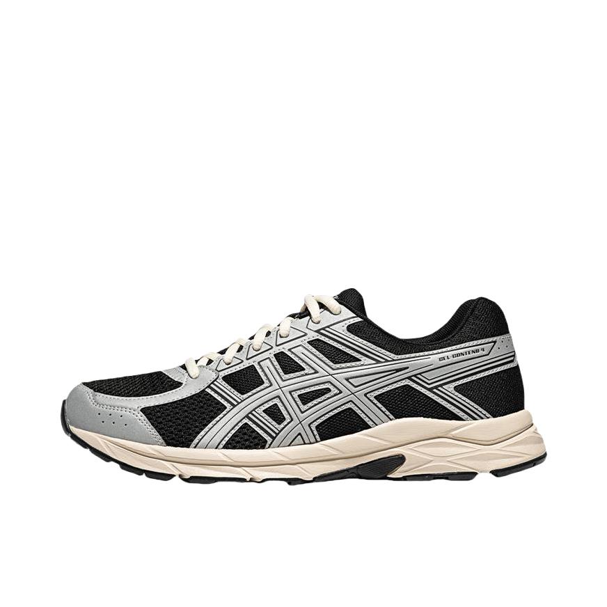推荐商品：Asics/亚瑟士 Gel-Contend 4 跑鞋 慢跑网面透气缓震回弹复古轻便耐磨 黑色/银色/灰色