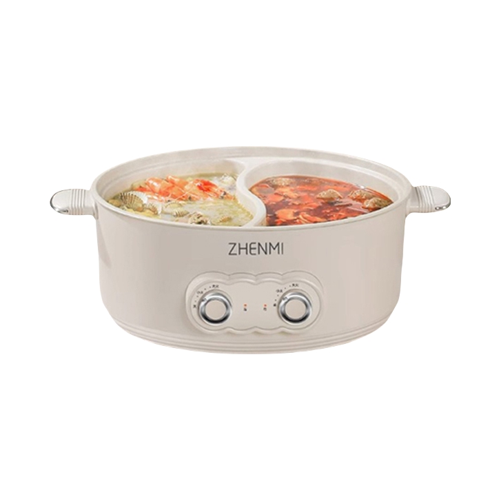 推荐商品：ZHENMI/臻米 6L 电热火锅 大容量 不粘涂层 分区控温 ZM-4002