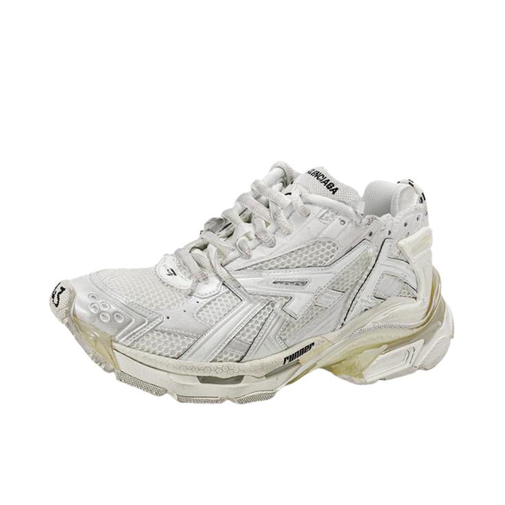 推荐商品：Balenciaga 巴黎世家 Runner系列 防滑耐磨 网布透气 舒适轻便 时尚百搭 网眼 休闲运动 做旧版 老爹鞋 白色/金色
