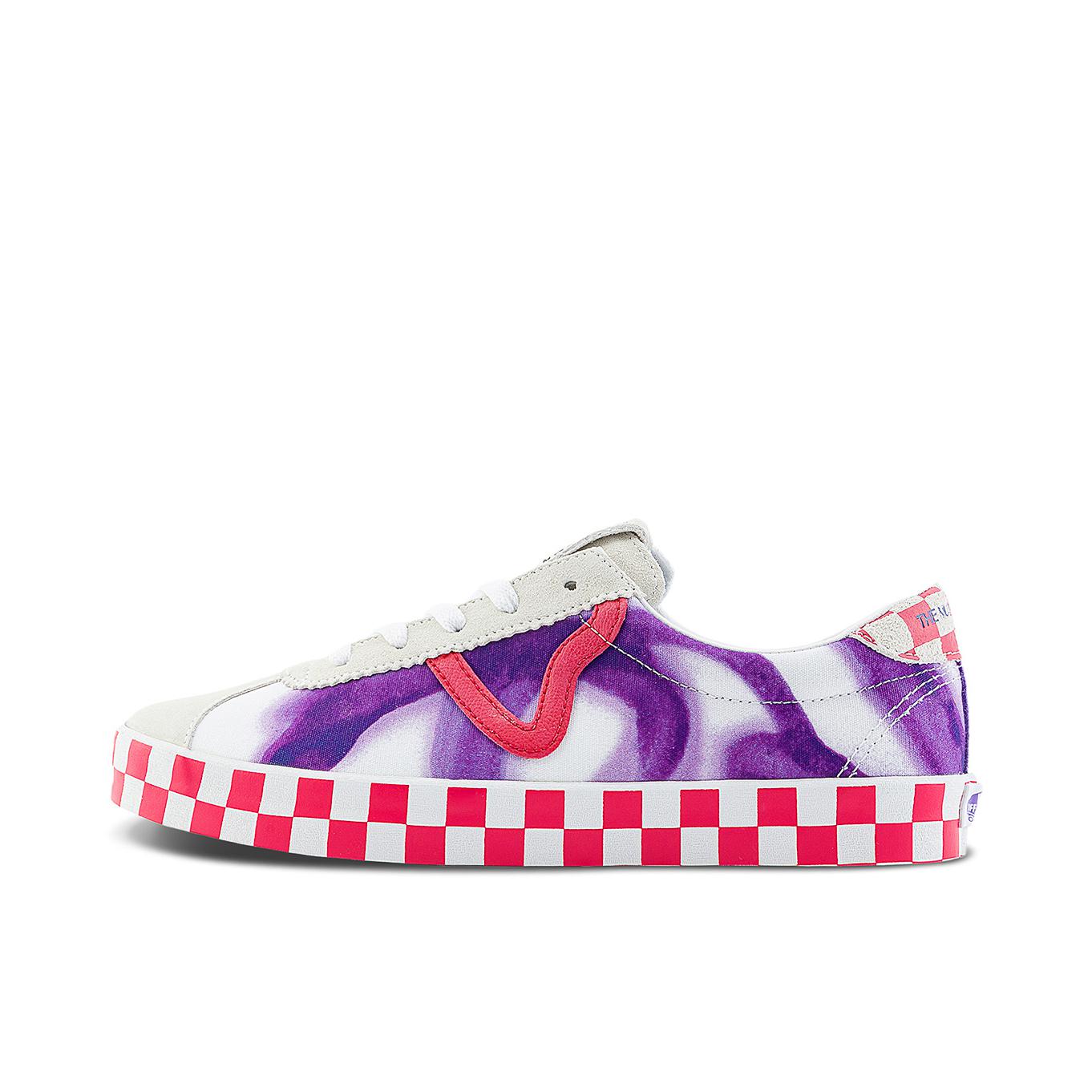 推荐商品：Vans/范斯 Sport 板鞋 舒适防滑耐磨软底T头牛筋底百搭时尚复古休闲轻便薄底 THE MUSEUM VISITOR联名/白色/紫色