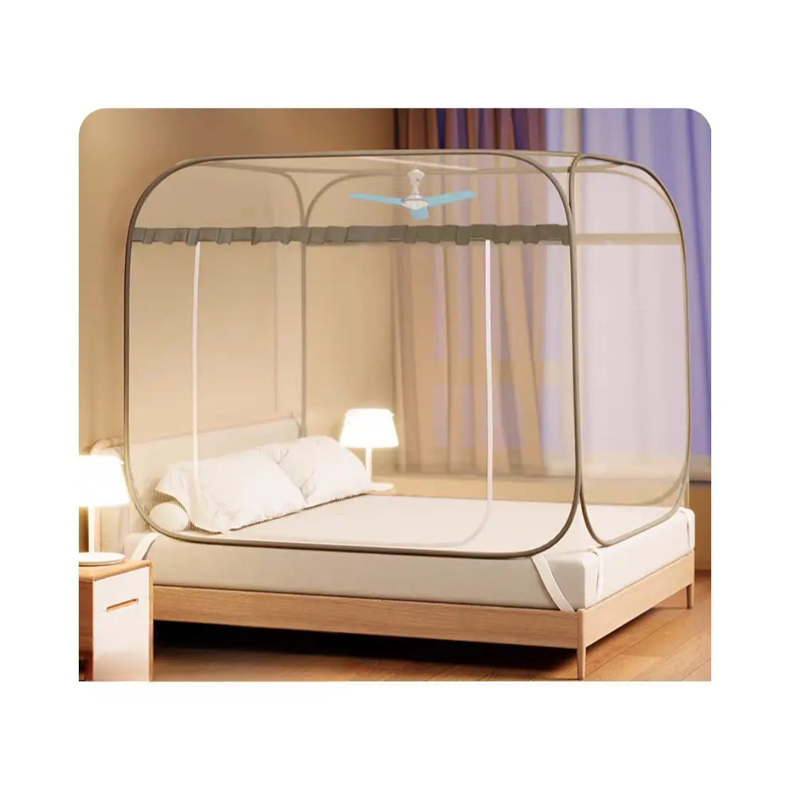 推荐商品：cotton faith/一棉缘 无底款 单开门 免安装大顶蚊帐