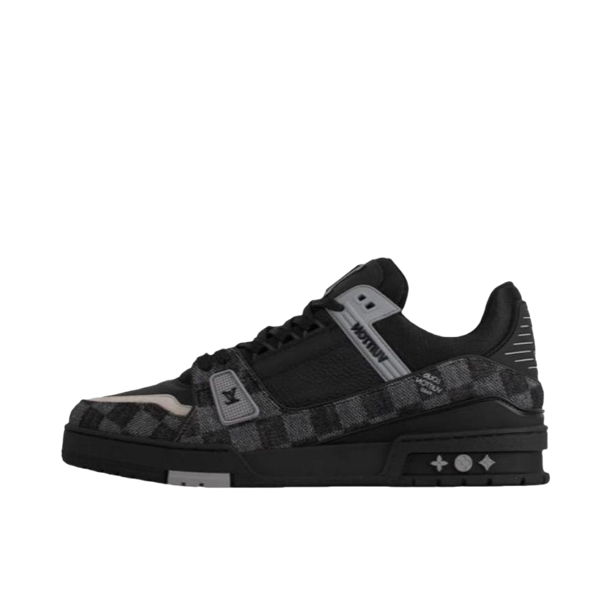 推荐商品：Louis Vuitton Trainer Maxi系列 小胖丁 系带 时尚 复古 牛皮革 板鞋 黑色/灰色  