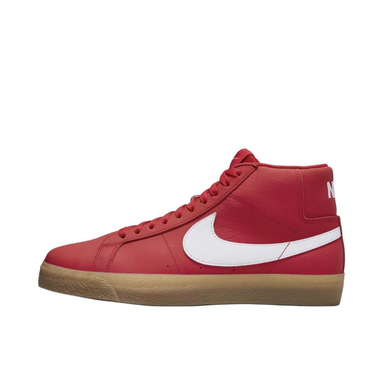 推荐商品：Nike SB Blazer Zoom 滑板鞋 板鞋 拼接时尚复古防滑耐磨透气运动休闲舒适百搭 红色/棕色  