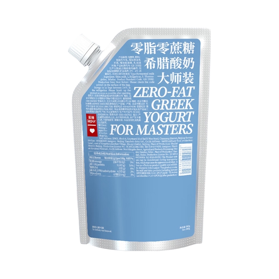 推荐商品：Le Pur’/乐纯 零脂希腊式发酵乳大师装 500g 袋装