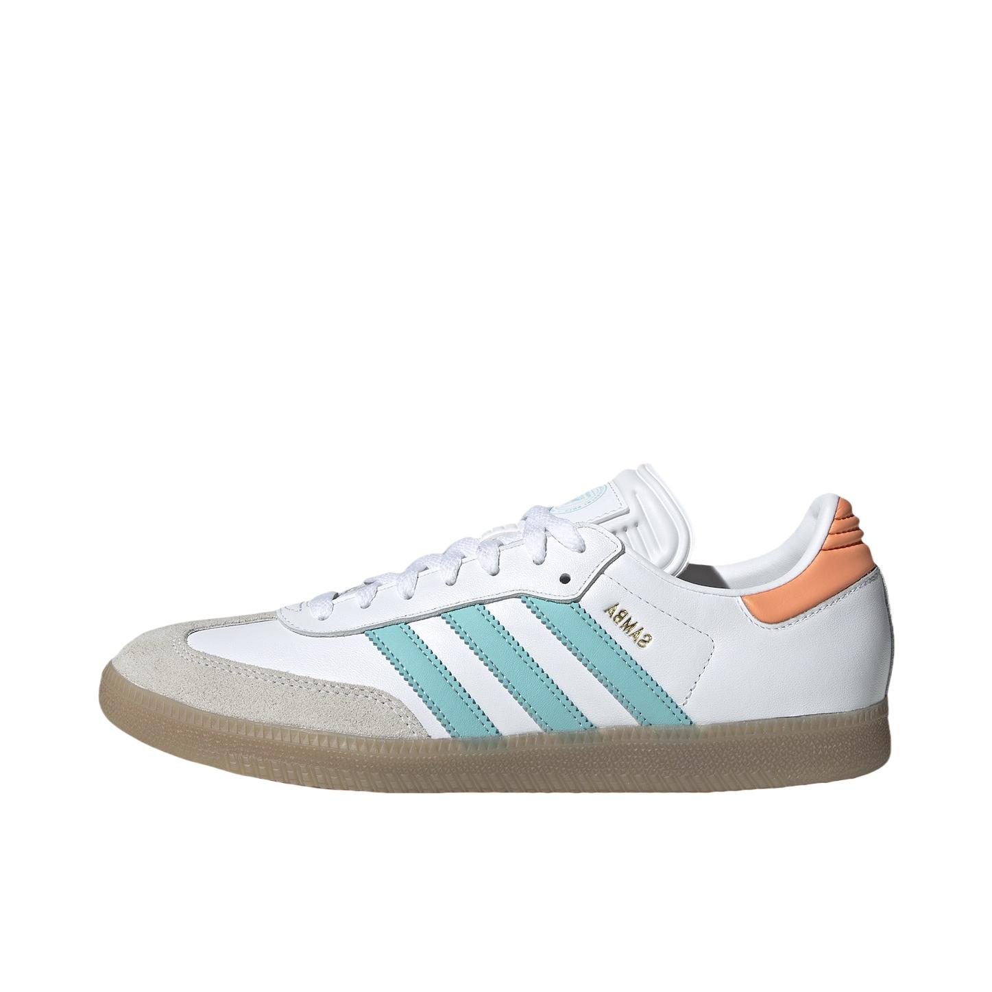 推荐商品：adidas Originals Samba OG T头鞋 板鞋 经典复古舒适百搭耐磨合成革圆头薄底贴合 Inter Miami联名/白色/蓝色
