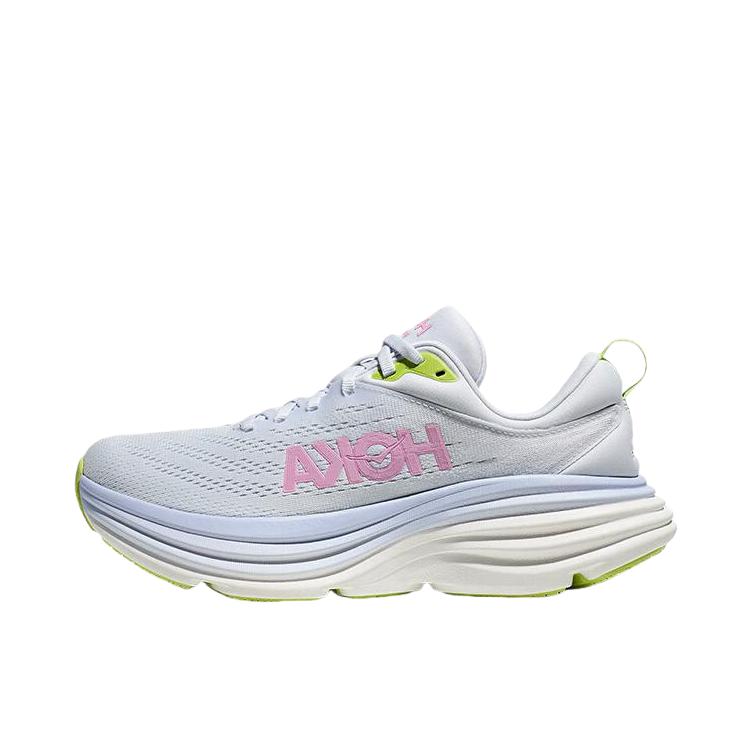 推荐商品：HOKA ONE ONE Bondi 8 邦代8 防滑耐磨 舒适轻便 网面透气 休闲百搭 缓震 跑鞋 女款/海冰蓝/暮光粉