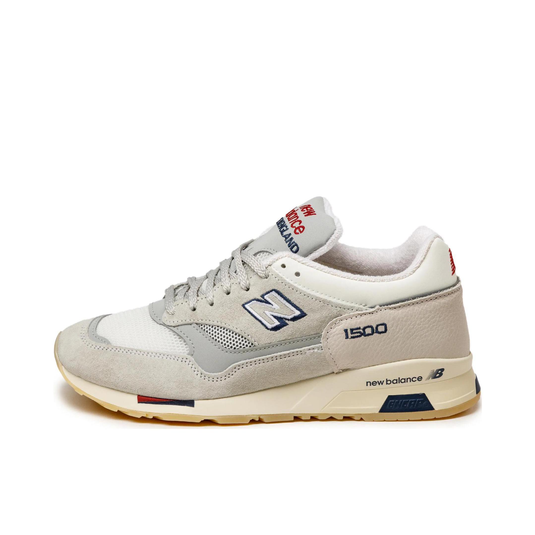 推荐商品：New Balance 1500 跑鞋 减震回弹透气防滑耐磨马拉松合成革织物复古包裹性轻便圆头贴合 米白色/灰色