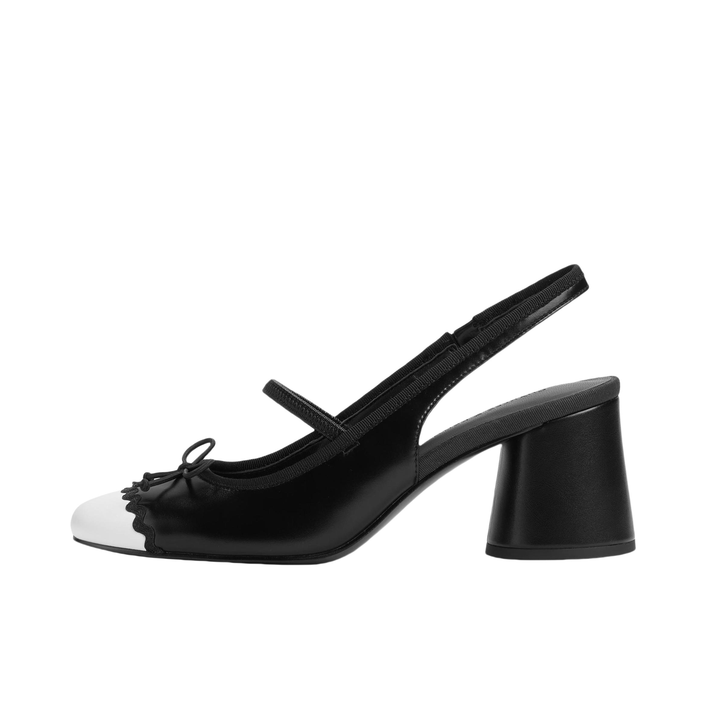 推荐商品：CHARLES&KEITH 时尚 舒适 蝴蝶结 包头粗跟 高跟鞋 CK1-61720191 黑色