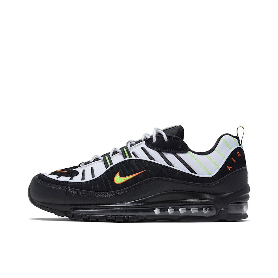 推荐商品：Nike Air Max 98 跑鞋 潮流复古全掌缓震回弹防滑耐磨轻便透气时尚拼接圆头气垫 Highlighter 黑白黄