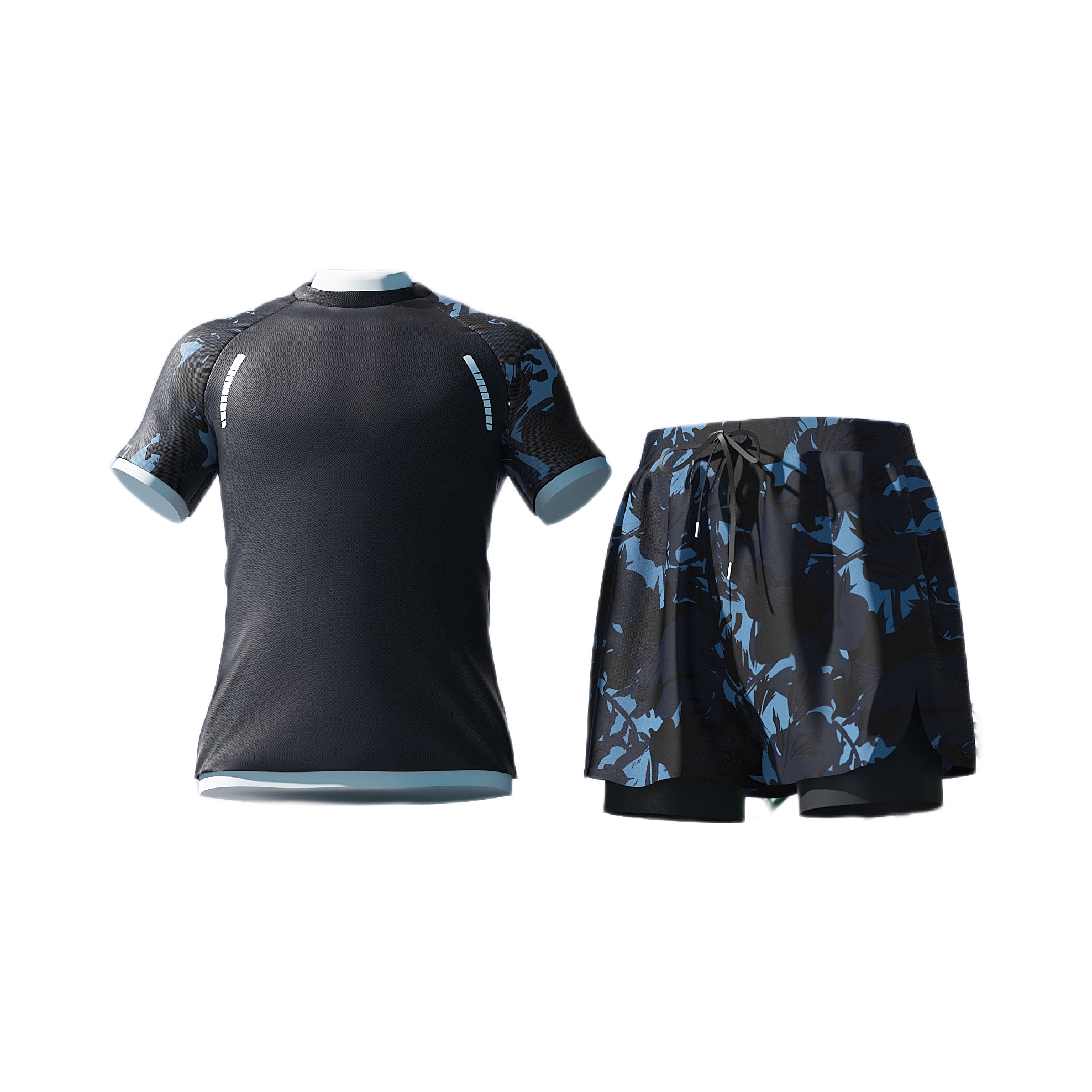 推荐商品：YOUYOU/佑游 防尴尬快干泡温泉游泳装备泳帽泳镜双层大码三件套平角泳裤 23003Y 泳衣黑+泳裤黑