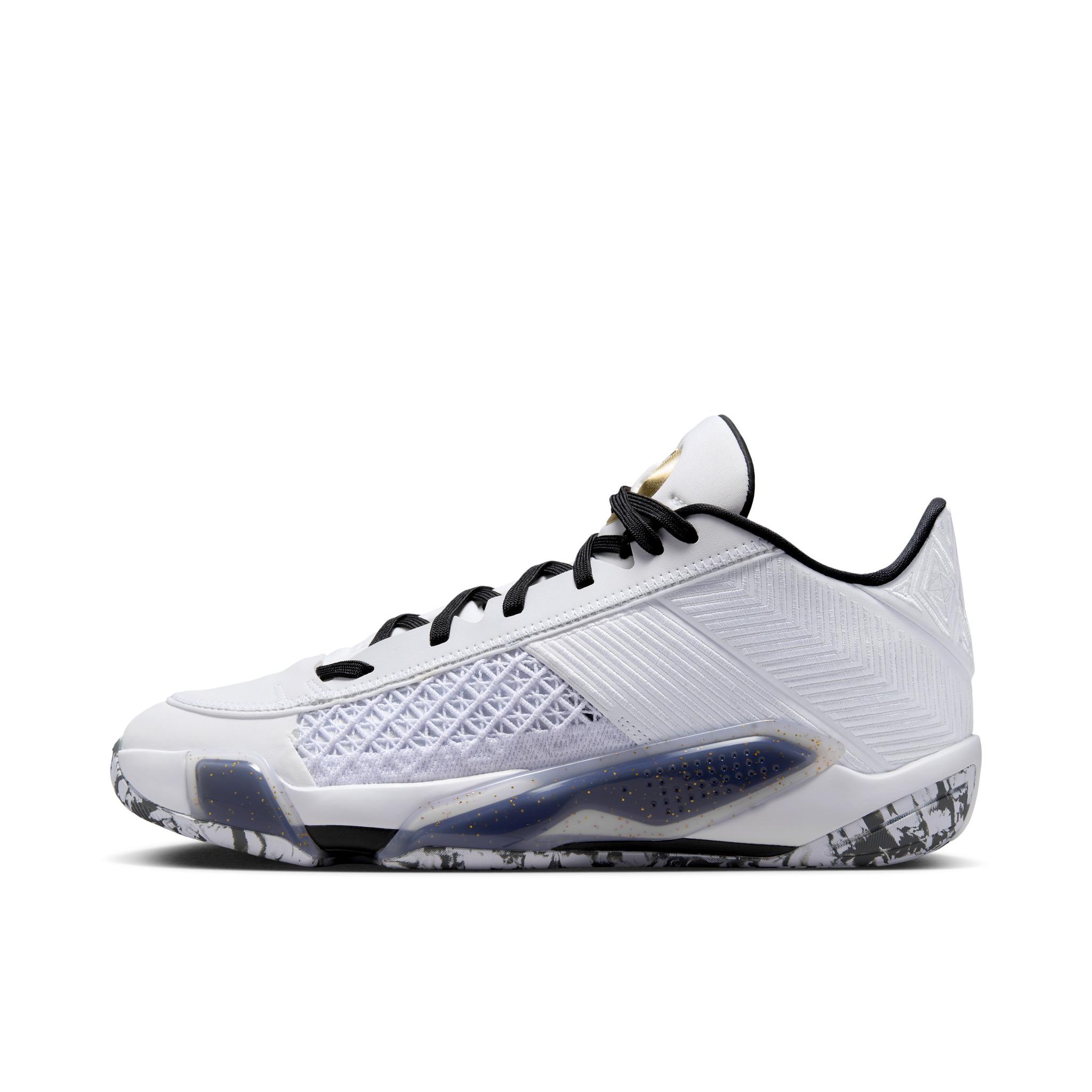 推荐商品：Air Jordan 38 篮球鞋 缓震抗扭舒适防滑耐磨圆头实战zoom 国外版/白色/金色