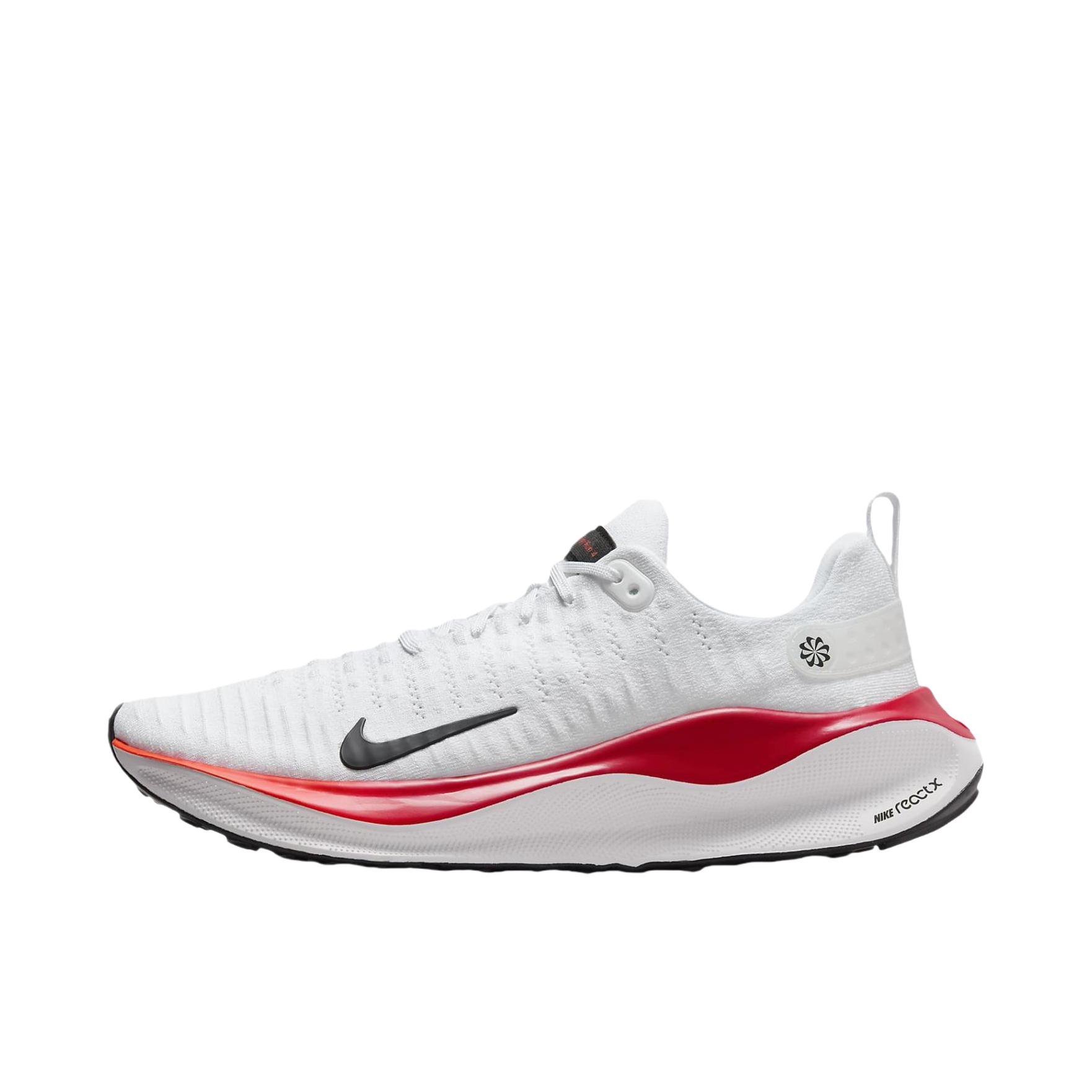 推荐商品：Nike React Infinity Run 4 跑鞋 公路舒适缓震防滑耐磨防水织物训练飞织抓地包裹性 白色/红色
