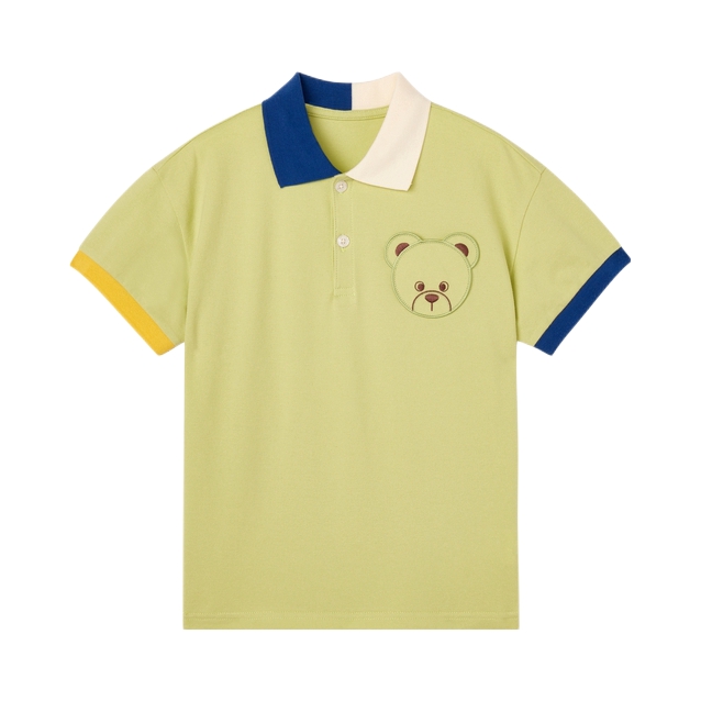 推荐商品：pawinpaw童装  拼接撞色卡通翻领短袖Polo衫 男中大童 PCHAE2571E 绿