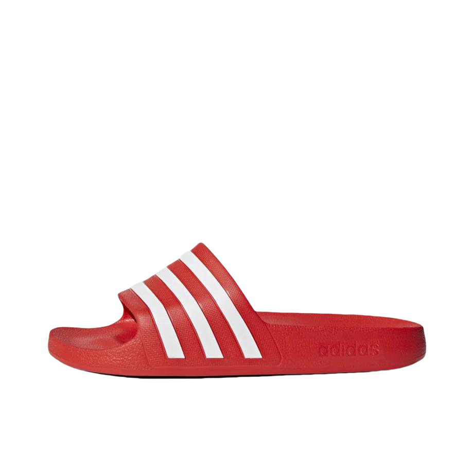 推荐商品：adidas Adilette Aqua 简约休闲 舒适透气 防滑耐磨 三条纹 外穿 沙滩 一字 运动 拖鞋 Active Red/Cloud White 白色/红色