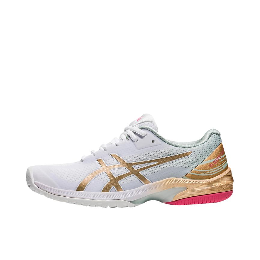 推荐商品：Asics/亚瑟士 Solution Speed FF 防滑耐磨 舒适减震 透气 百搭 织物 合成革 网球鞋 女款/白色/金色