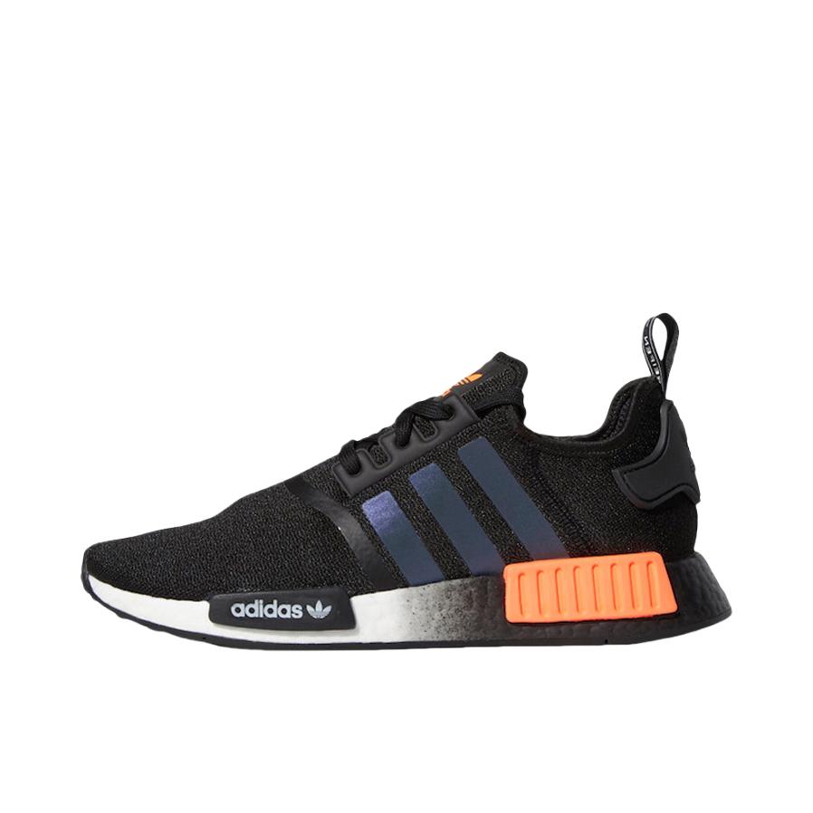 推荐商品：adidas Originals NMD R1 BOOST 织物 轻便透气 缓震 低帮 运动休闲鞋 Core Black/Solar Orange/White 黑色/橙色/白色