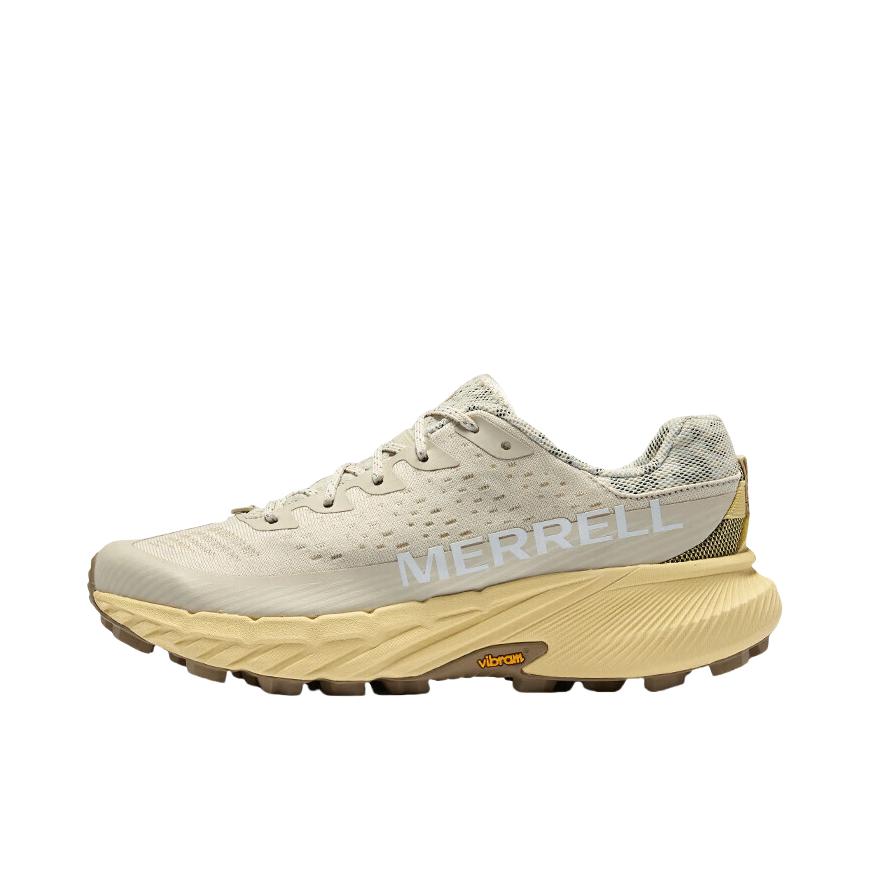 推荐商品：Merrell/迈乐 Agility Peak 5 户外鞋 徒步鞋 轻量减震透气防滑耐磨抓地越野跑步登山 淡米色/黄色
