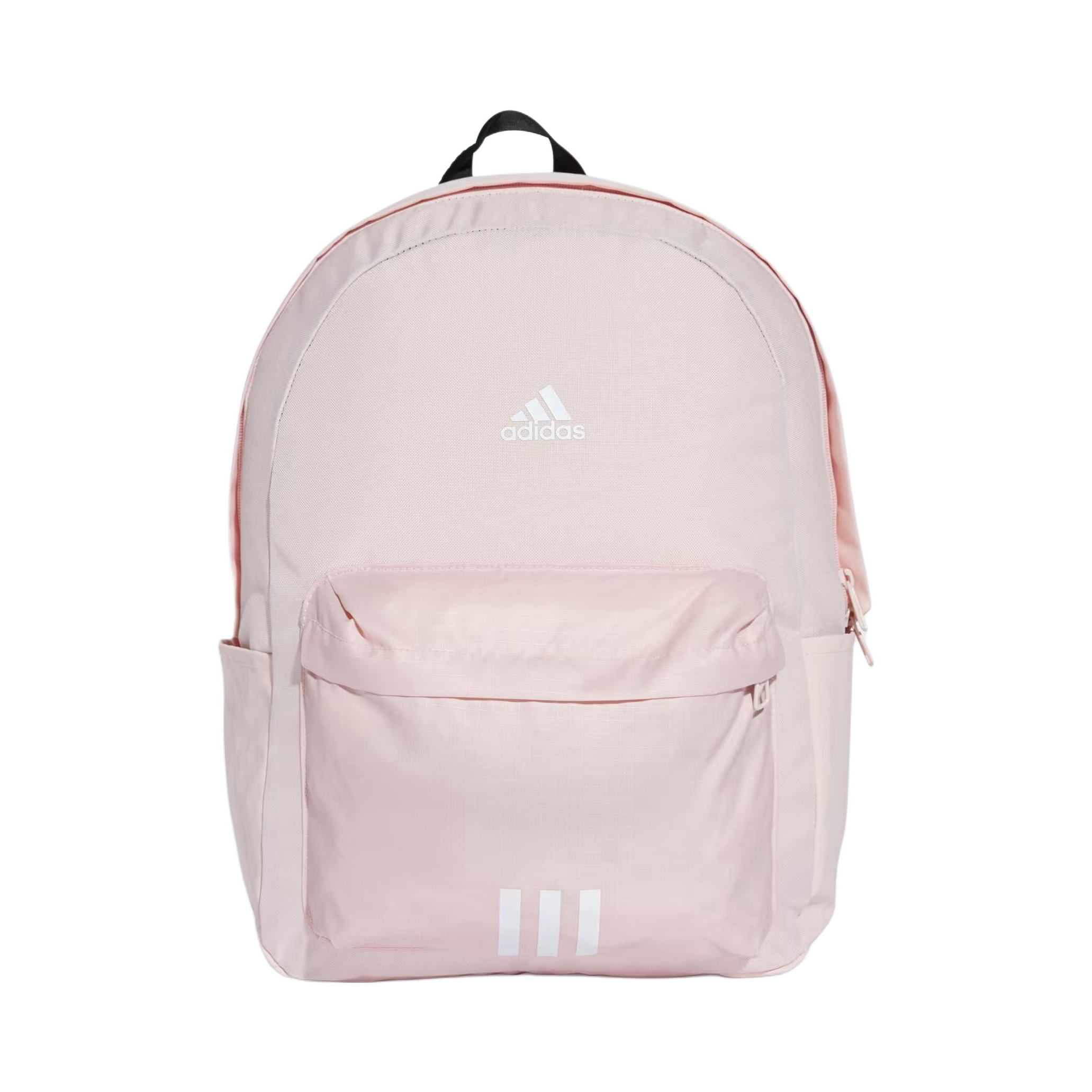 adidas 运动休闲27.5L大容量再生聚酯纤维平纹织物拉链开合双肩包 沙粉色 JF0674