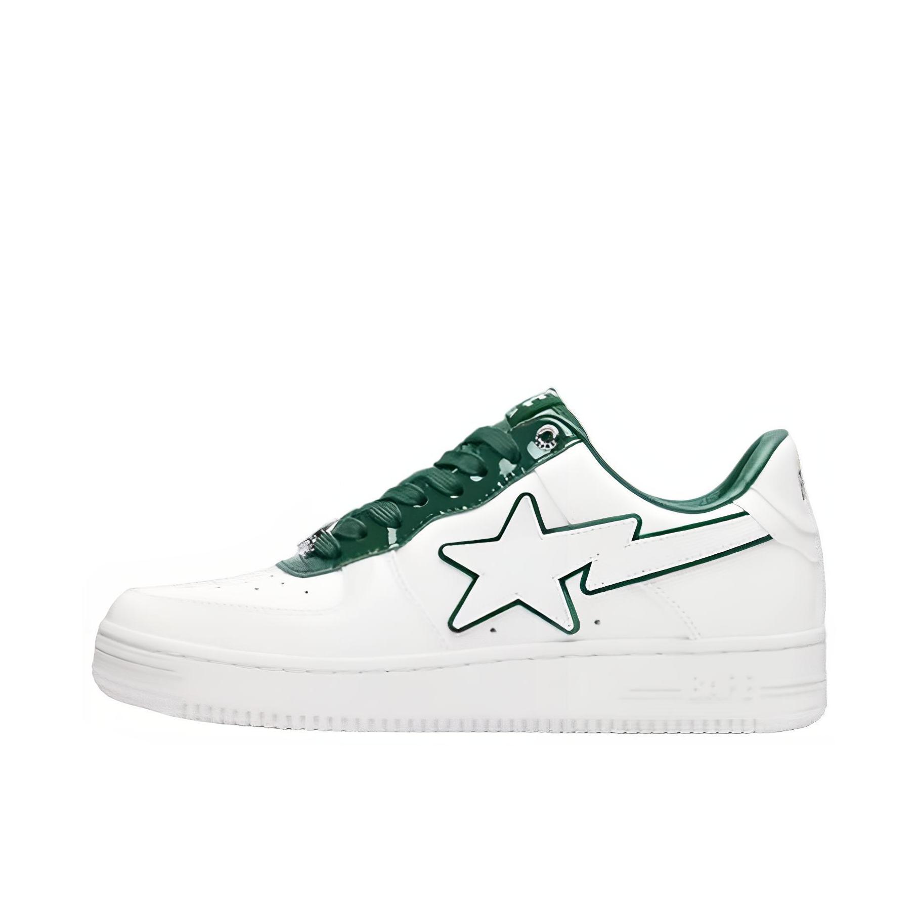 推荐商品：A BATHING APE STA 时尚 板鞋 1J30191017 白色/绿色