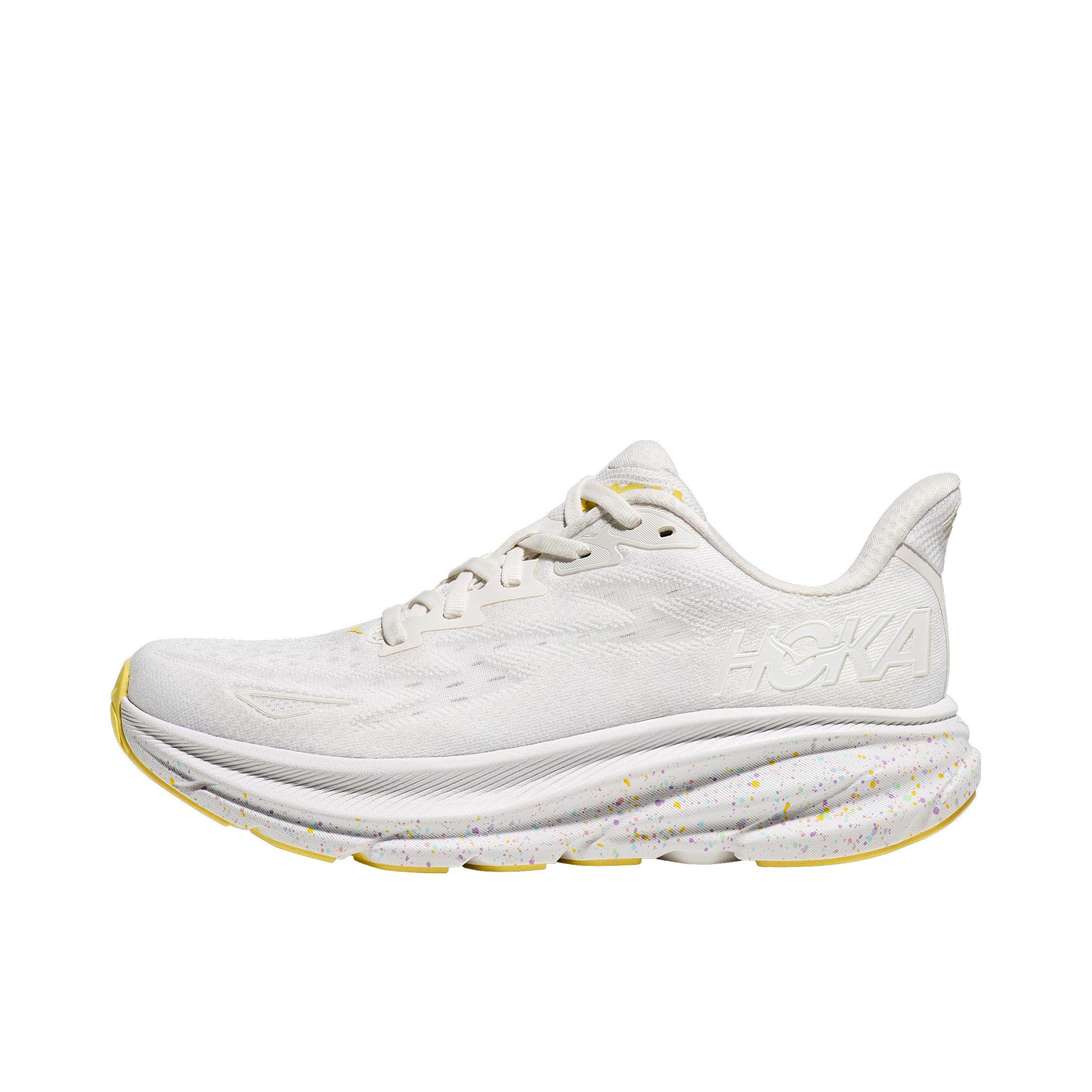 推荐商品：HOKA ONE ONE Clifton 9 克利夫顿 9 舒适减震 跑鞋 白色/柠檬黄