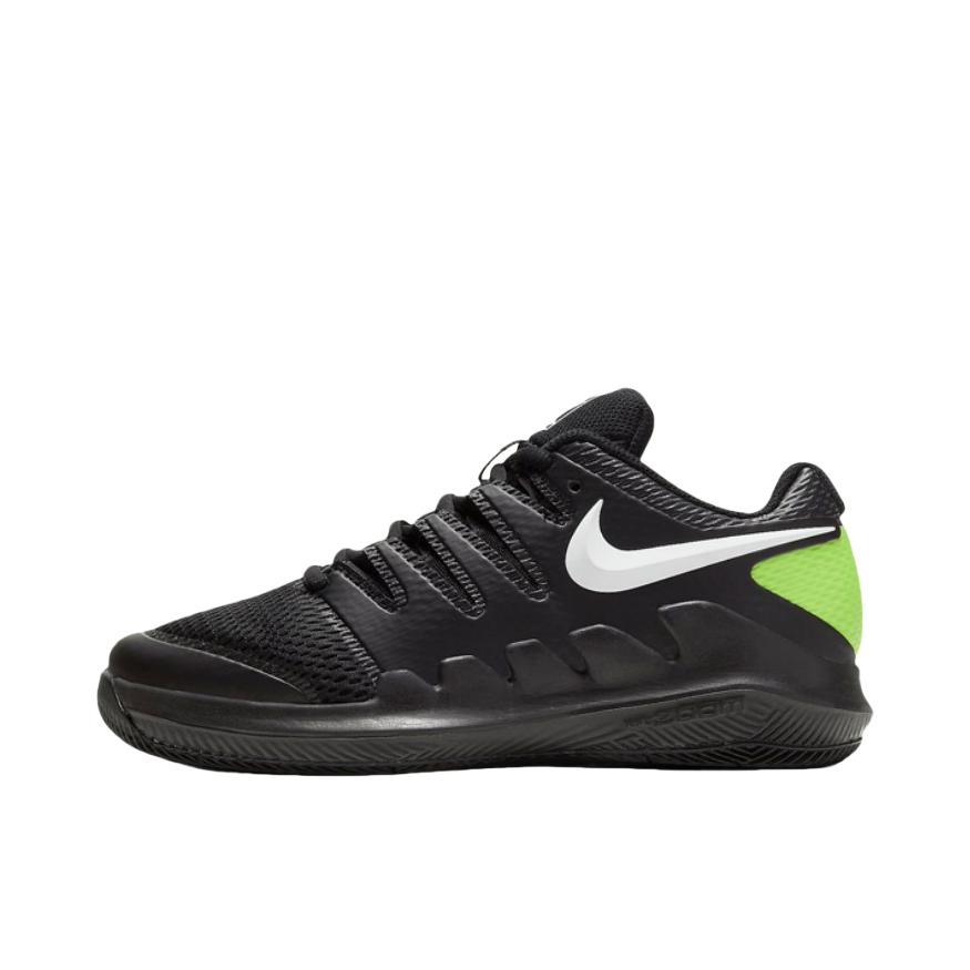 推荐商品：Nike Air Zoom Vapor X 支撑 耐磨 包裹性 合成革 织物 实战 网球鞋 深黑色/绿色