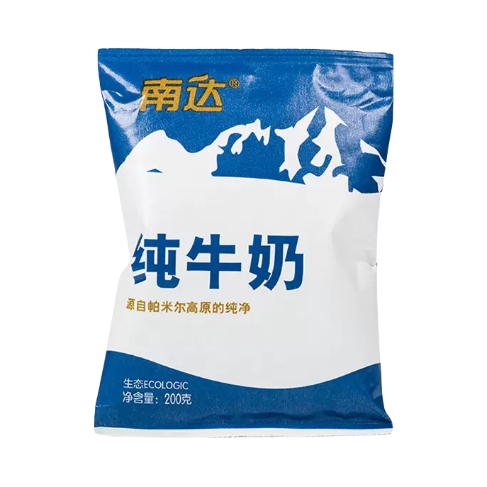 推荐商品：南达 全脂纯牛奶 袋装