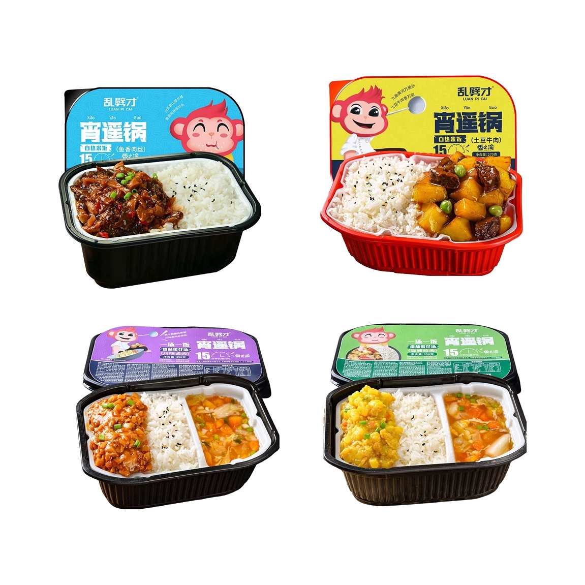 推荐商品：乱劈才 自热米饭便当 盒装 4口味组合 自热方便 懒人宿舍 拌饭免煮