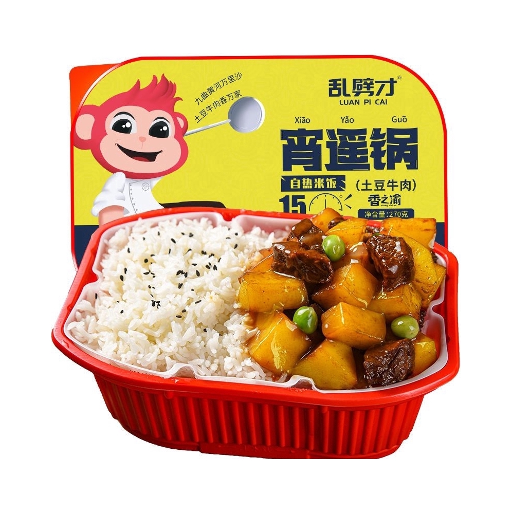 推荐商品：乱劈才 自热米饭 盒装 懒人宿舍方便夜宵 大份量自煮拌饭