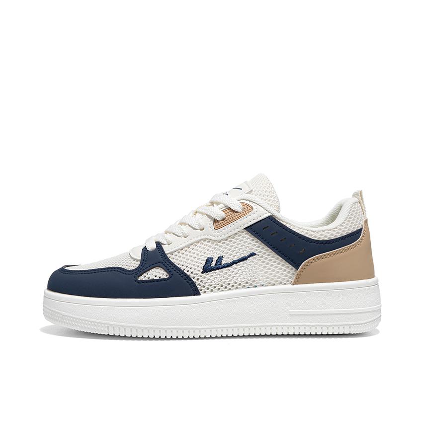 推荐商品：回力 潮流百搭 防滑耐磨 减震软底 舒适透气 增高 板鞋 WXY(S)-0903Z 网面/米色/深蓝色