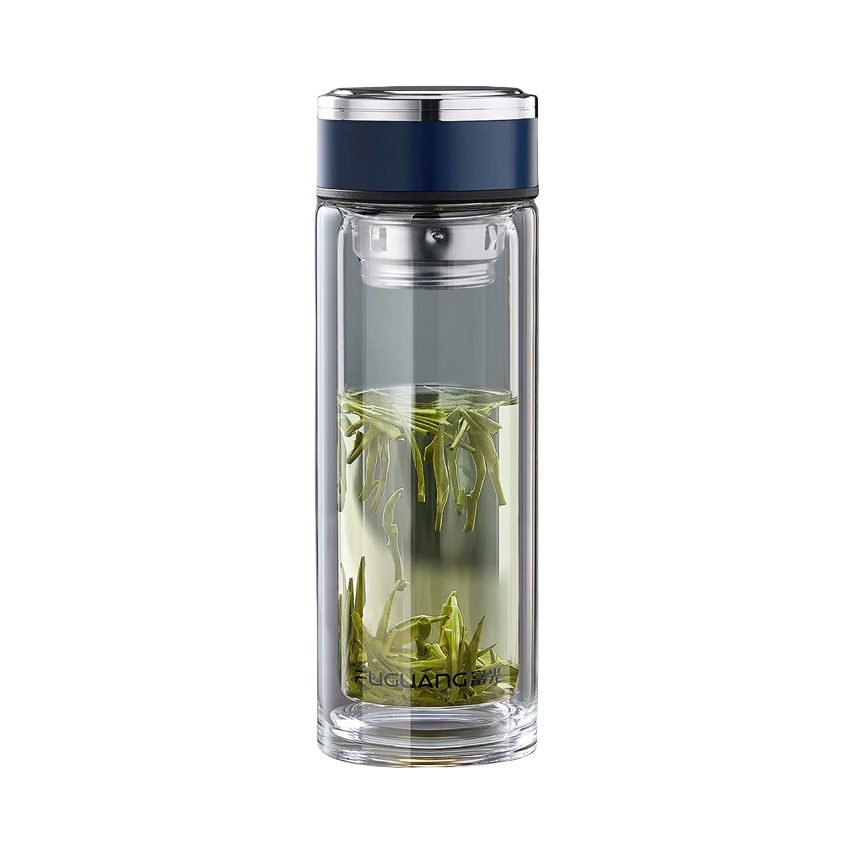 推荐商品：富光 400ml 高硼硅玻璃 致康双层玻璃杯 G2116-SH-400茶水分离杯子