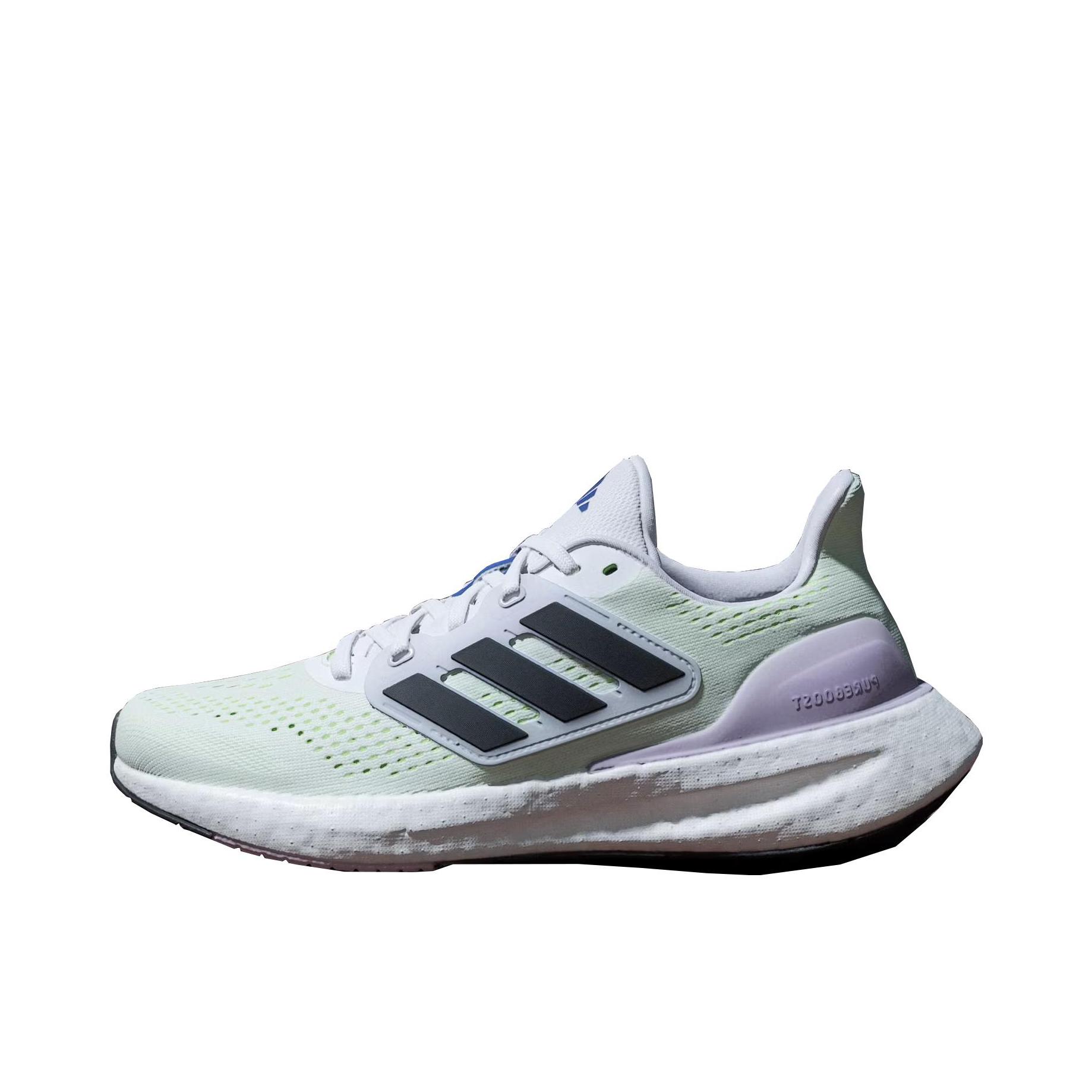 推荐商品：adidas Pureboost 23 跑鞋 减震网面训练轻便 女款/白色/绿色/黑色