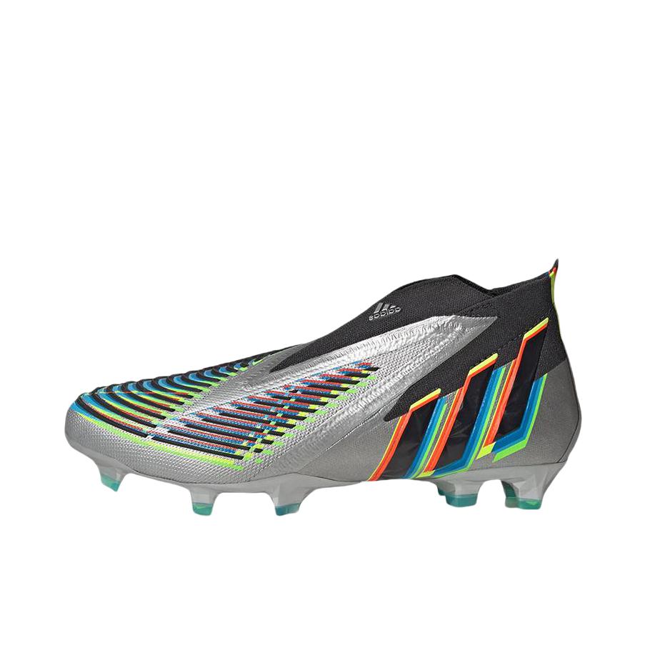推荐商品：adidas Predator Edge+ FG 超顶级 胶质长钉 天然草地 织物支撑包裹性 足球鞋 金属银/黑色/荧光绿