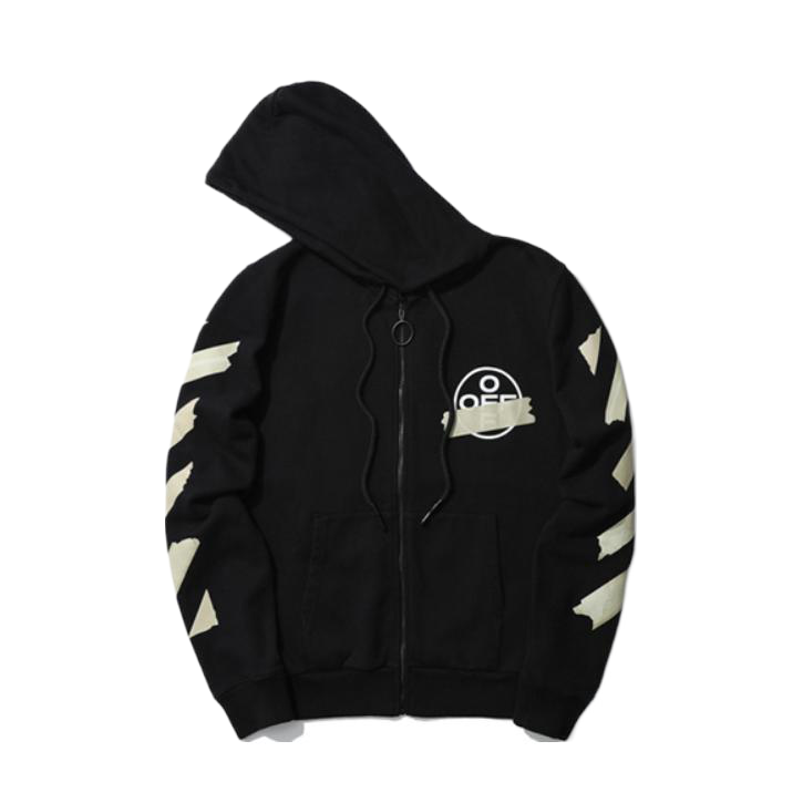 OFF-WHITE 条形背后箭头印花烫金棉质连帽套头长袖卫衣