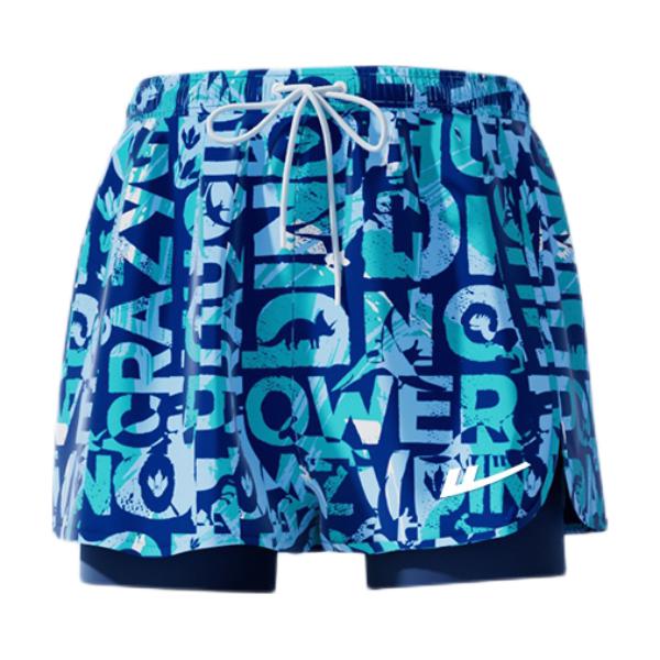 推荐商品：Warrior/回力童装  防尴尬满印速干抽绳泳裤 男中大童 54015H 绿