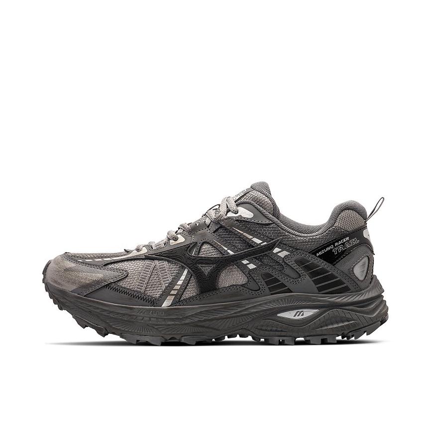 推荐商品：Mizuno/美津浓 Racer Trail 织物 缓震回弹 防滑耐磨 网面 运动休闲鞋 烟熏灰/黑色