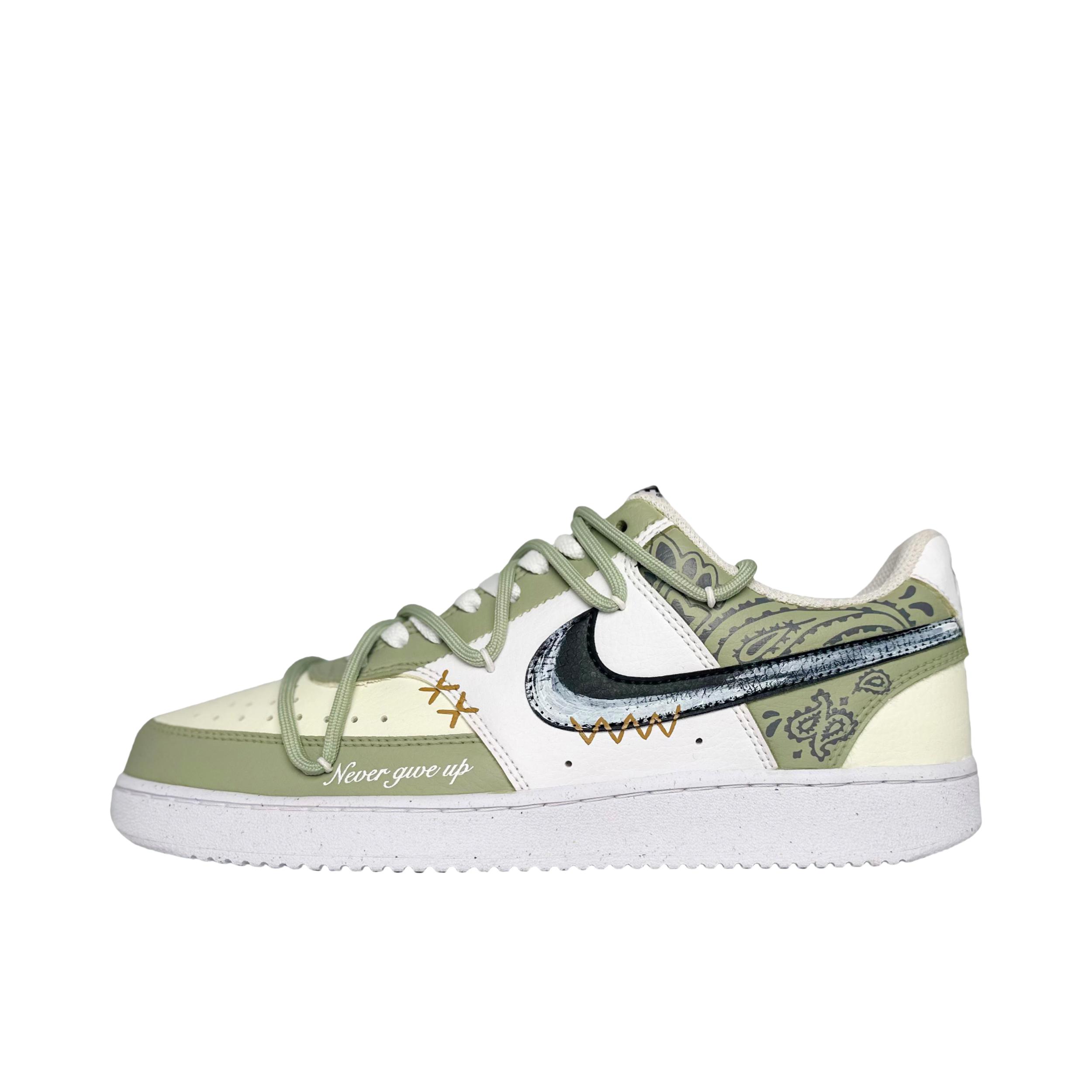 推荐商品：【定制球鞋】 Nike Court Vision 1 板鞋 防水美式简约防滑减震复古 抹茶腰果