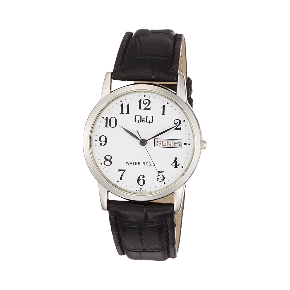 推荐商品：Q&Q 复古时尚皮革表带石英男士手表