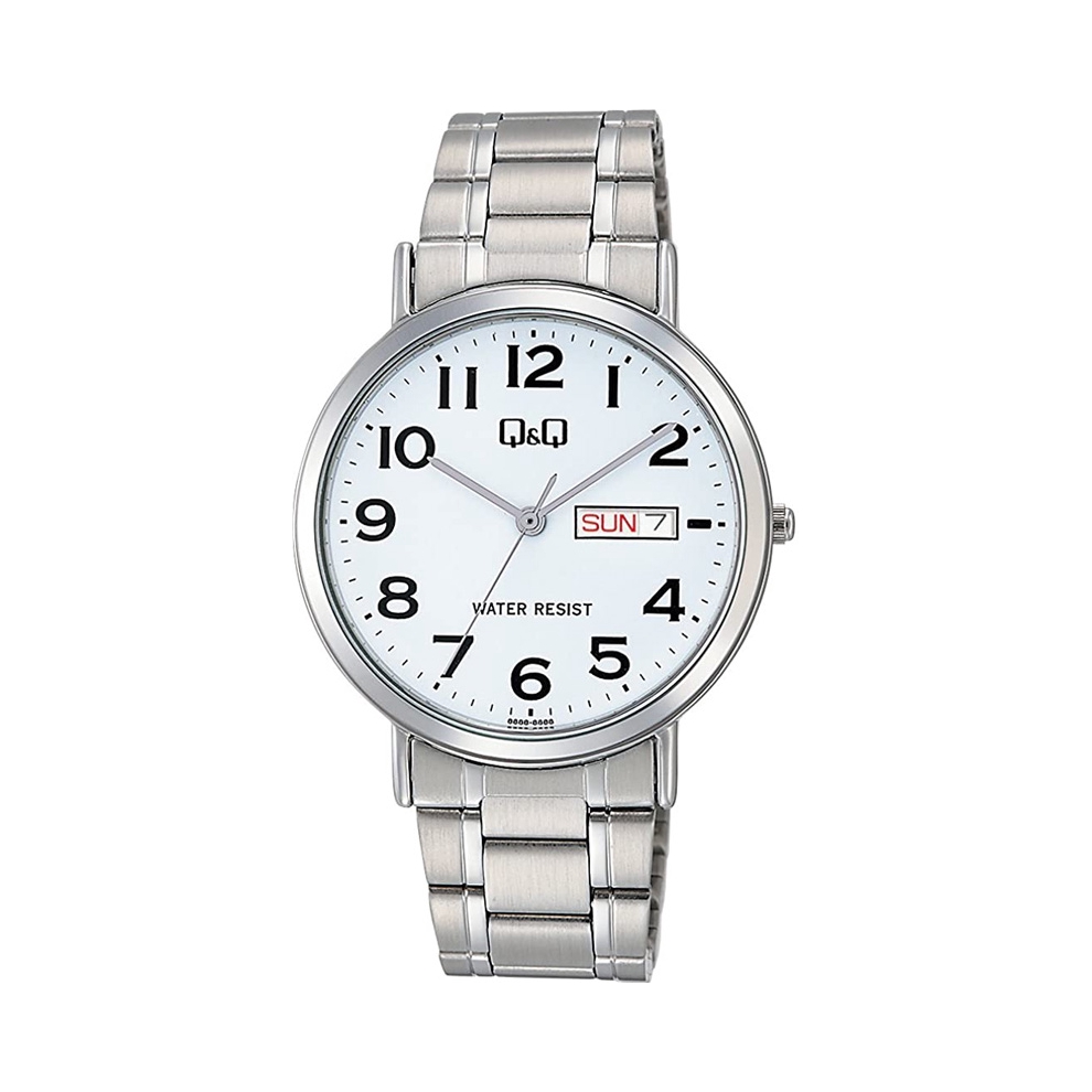 推荐商品：Q&Q 复古休闲不锈钢表带石英男士手表