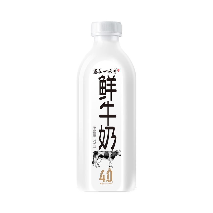 推荐商品：塞上一头牛 鲜牛奶 瓶装 778ml