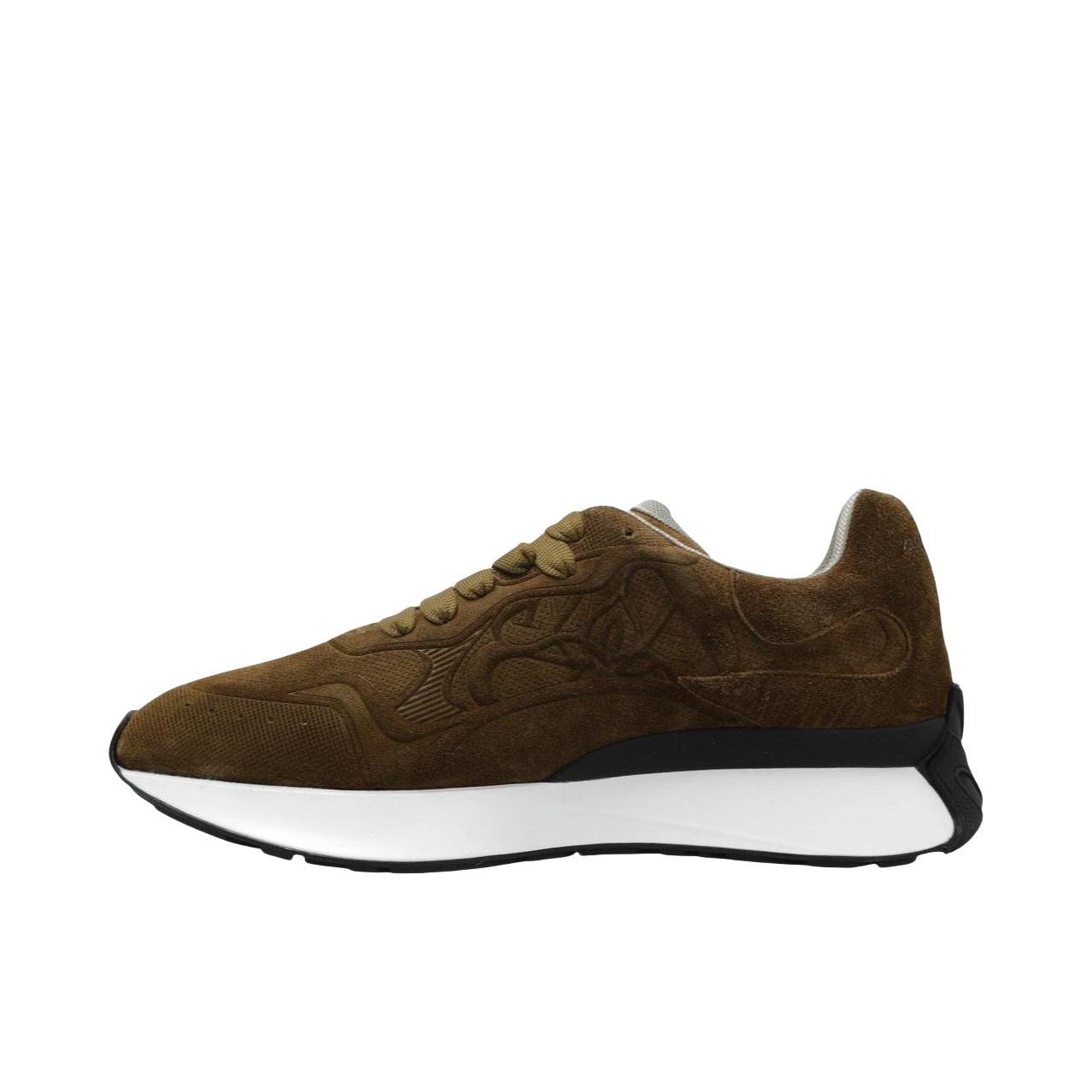 推荐商品：Alexander McQueen/亚历山大麦昆 Sprint Runner 皮革 低帮 系带 厚底 运动休闲鞋 757720WIEM13410 棕色