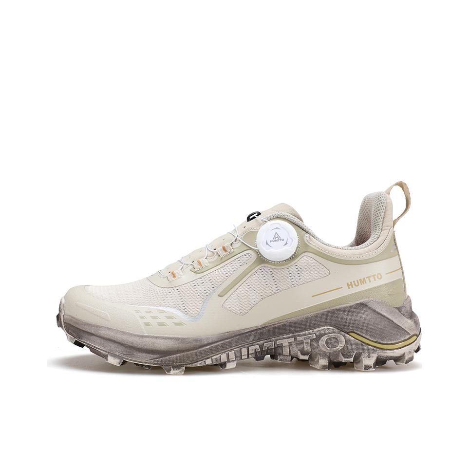 推荐商品：悍途 防滑 耐磨 轻量化 缓震软底 防撞 防踢 快速反应 抗冲击 一脚蹬 越野 旋转扣 织物 透气网面 徒步鞋 户外鞋 HTZY850930A 女款/米色 